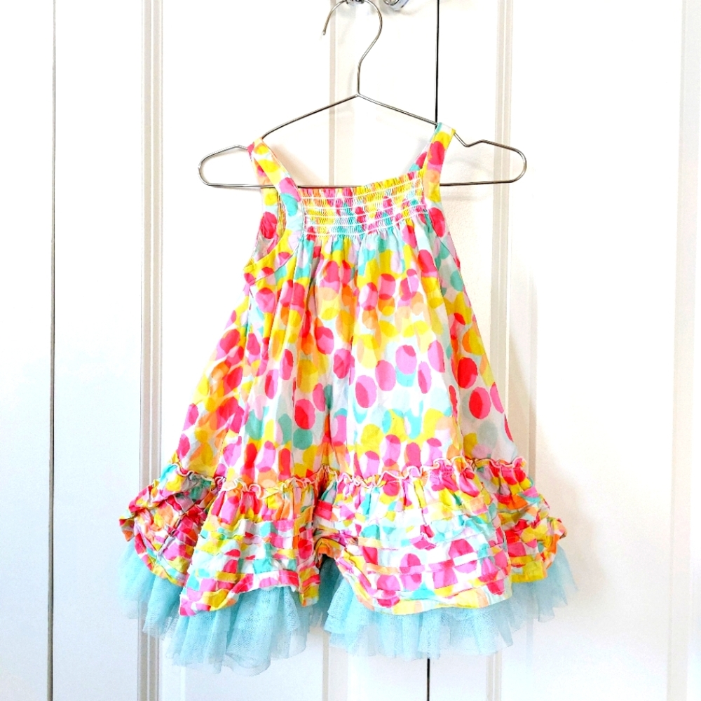 Bright Polka Dot Dress‎ with Built in Crinoline 2T Cherokee